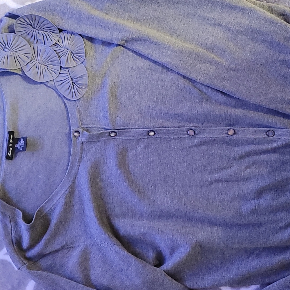 gray cardigan